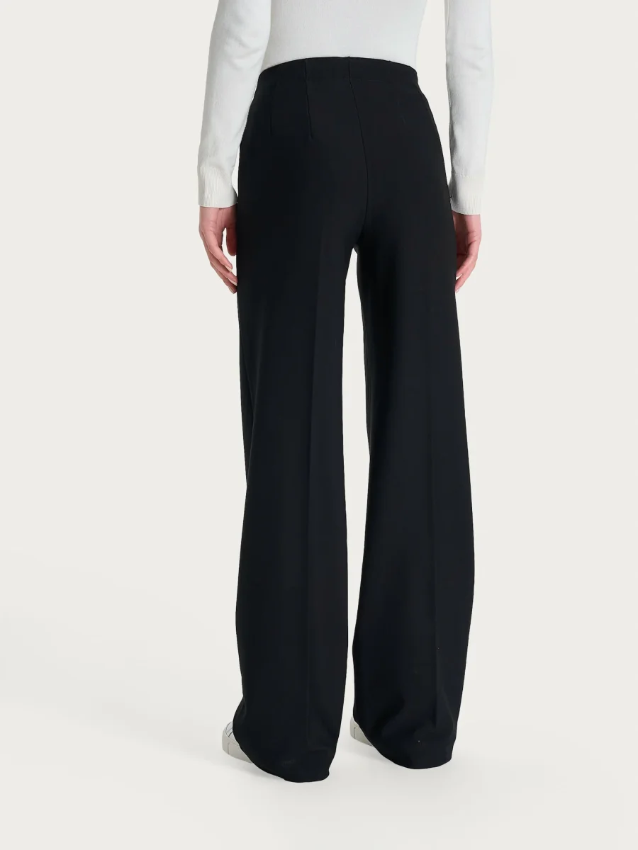 Pantalone ampio con tasche in Compact - Nero - immagine 4