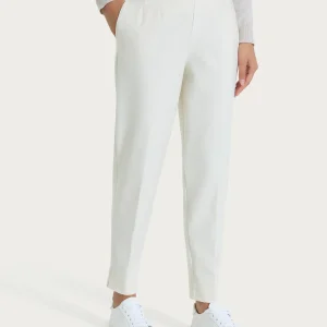 Pantalone a carota con tasche in tessuto Compact - Avorio