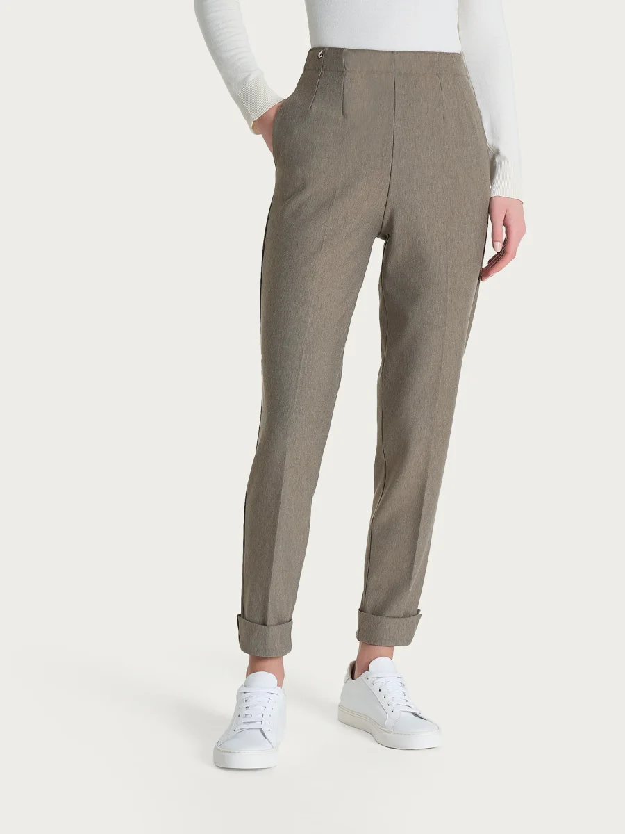 Pantalone a carota con tasche in tessuto Compact - Glace' Mel. - immagine 3