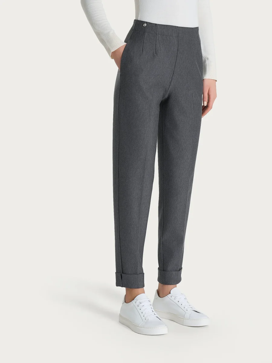 Pantalone a carota con tasche in tessuto Compact - Ardesia Mel. - immagine 3