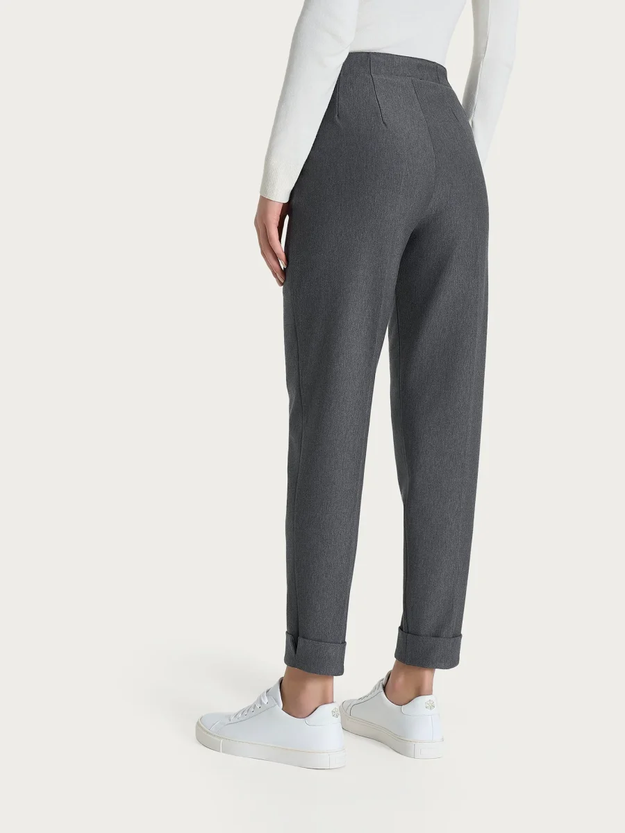 Pantalone a carota con tasche in tessuto Compact - Ardesia Mel. - immagine 5