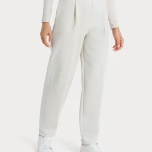 Pantalone a carota con tasche e pinces in tessuto Eco Jacquard - Fant.Champignon