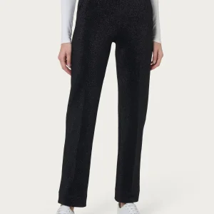 Pantalone dritto con tasche in tessuto Eco Jacquard - Fant.Nero