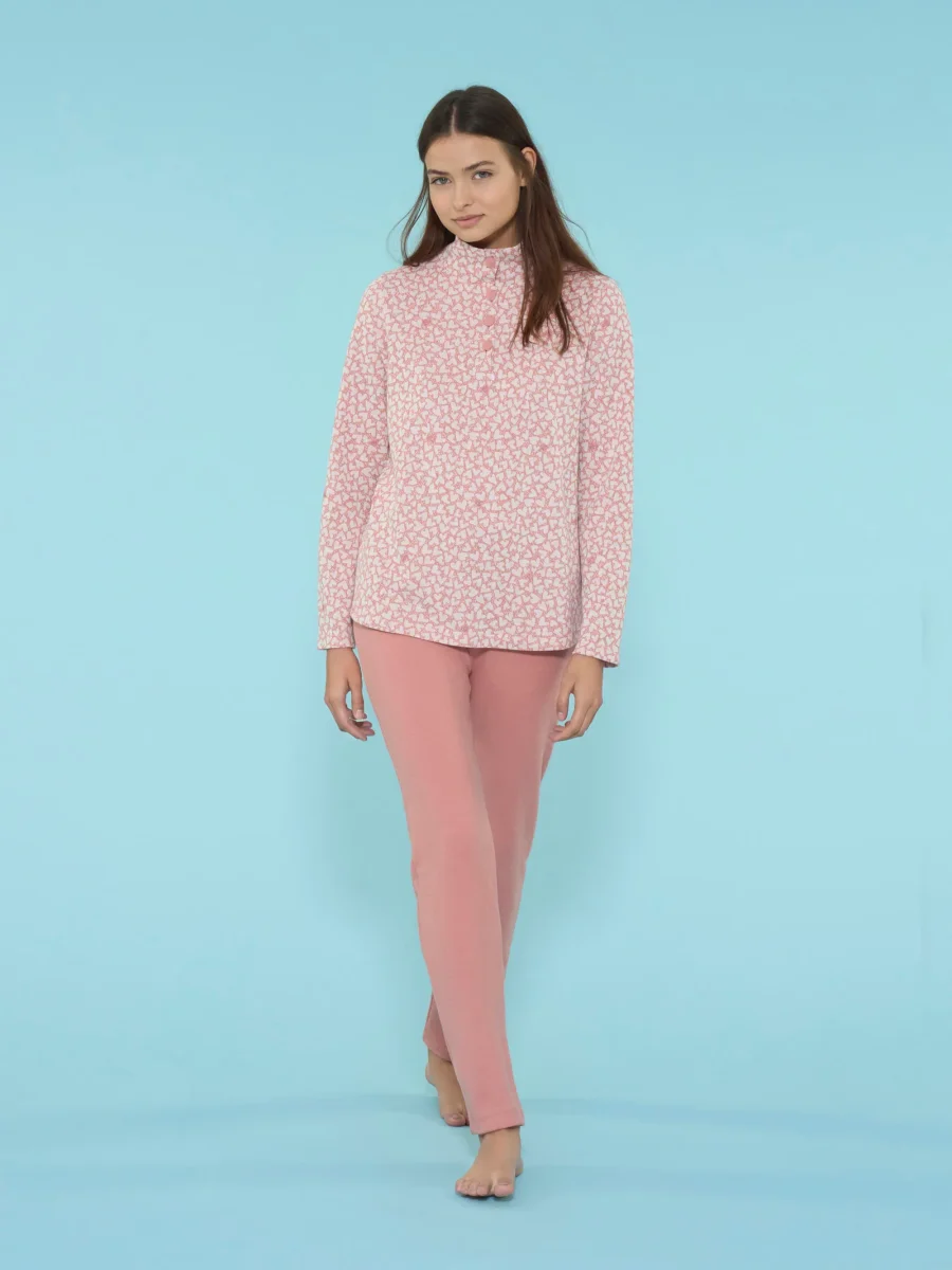 Pigiama a serafino a collo alto in Cotton Eco Pile - Fant.Pesco - immagine 2