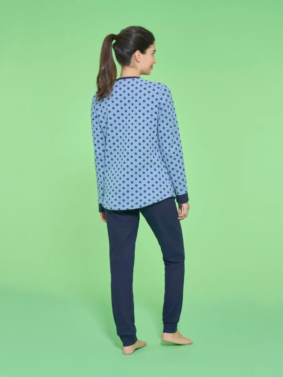 Pigiama serafino a pois in Cotton Eco Pile - Fant.Delave' Mel. - immagine 3