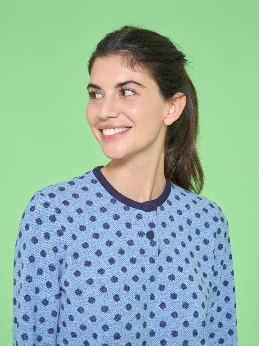 Pigiama serafino a pois in Cotton Eco Pile - Fant.Delave' Mel. - immagine 4