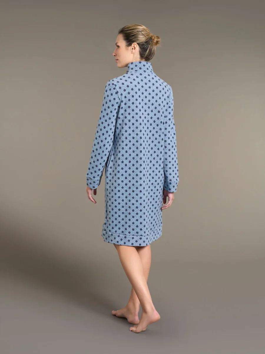 Vestaglia aperta con collo alto a pois in Cotton Eco Pile - Fant.Delave' Mel. - immagine 3