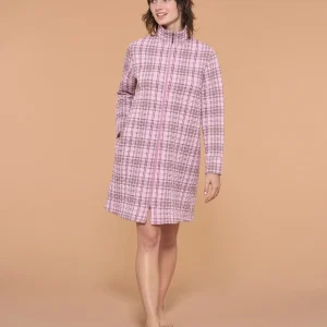 Vestaglia tartan corta con zip in trapuntino - Fant. Mauve Mist