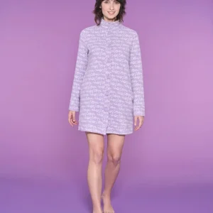 Vestaglia aperta con collo alto in Cotton Eco Pile - Fant.Lilla