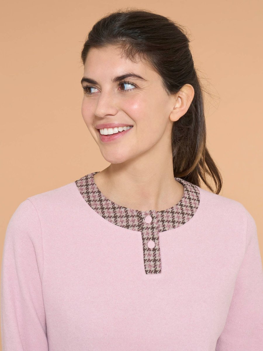 Pigiama serafino con pied de poule in Cotton Eco Pile e Lurex - Fant. Gloss - immagine 4