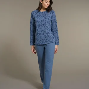 Pigiama serafino in Cotton Eco Pile e Lurex - Fant.Denim Mel.