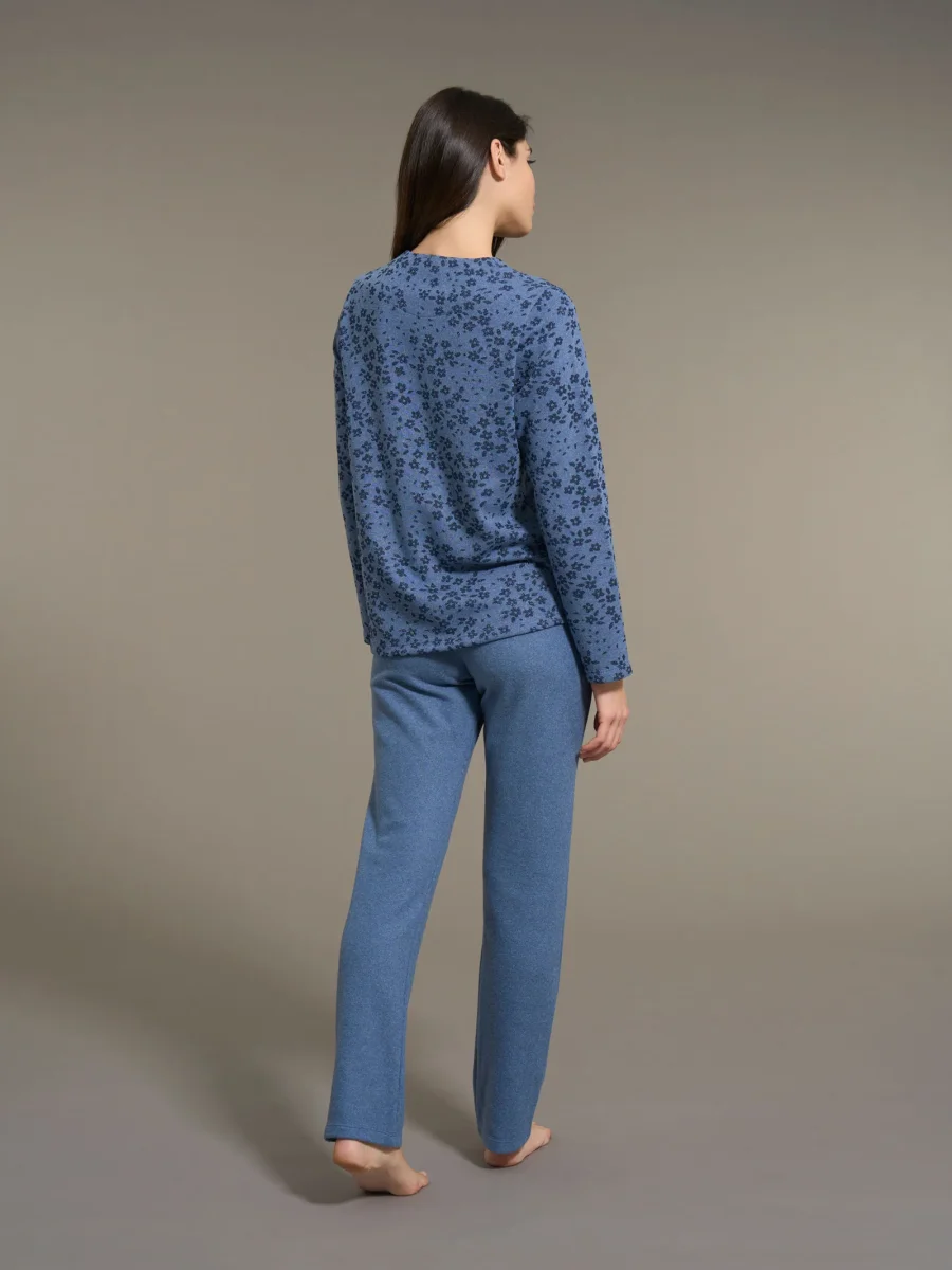 Pigiama serafino in Cotton Eco Pile e Lurex - Fant.Denim Mel. - immagine 3