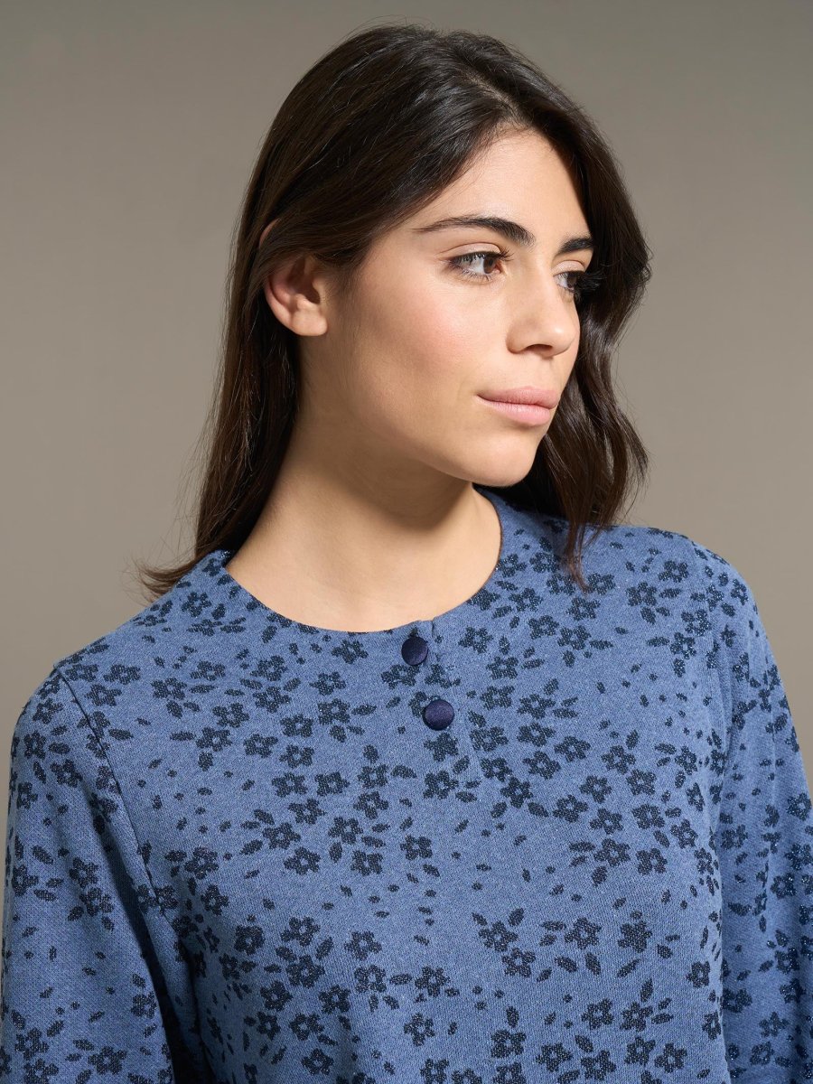 Pigiama serafino in Cotton Eco Pile e Lurex - Fant.Denim Mel. - immagine 4