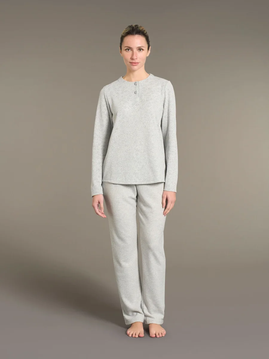 Pigiama serafino in Cotton Eco Pile e Lurex - Fant.Vapore Mel. - immagine 2