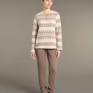 Pigiama a serafino con fantasia norvegese in Cotton Eco Pile - Fant.Cammello