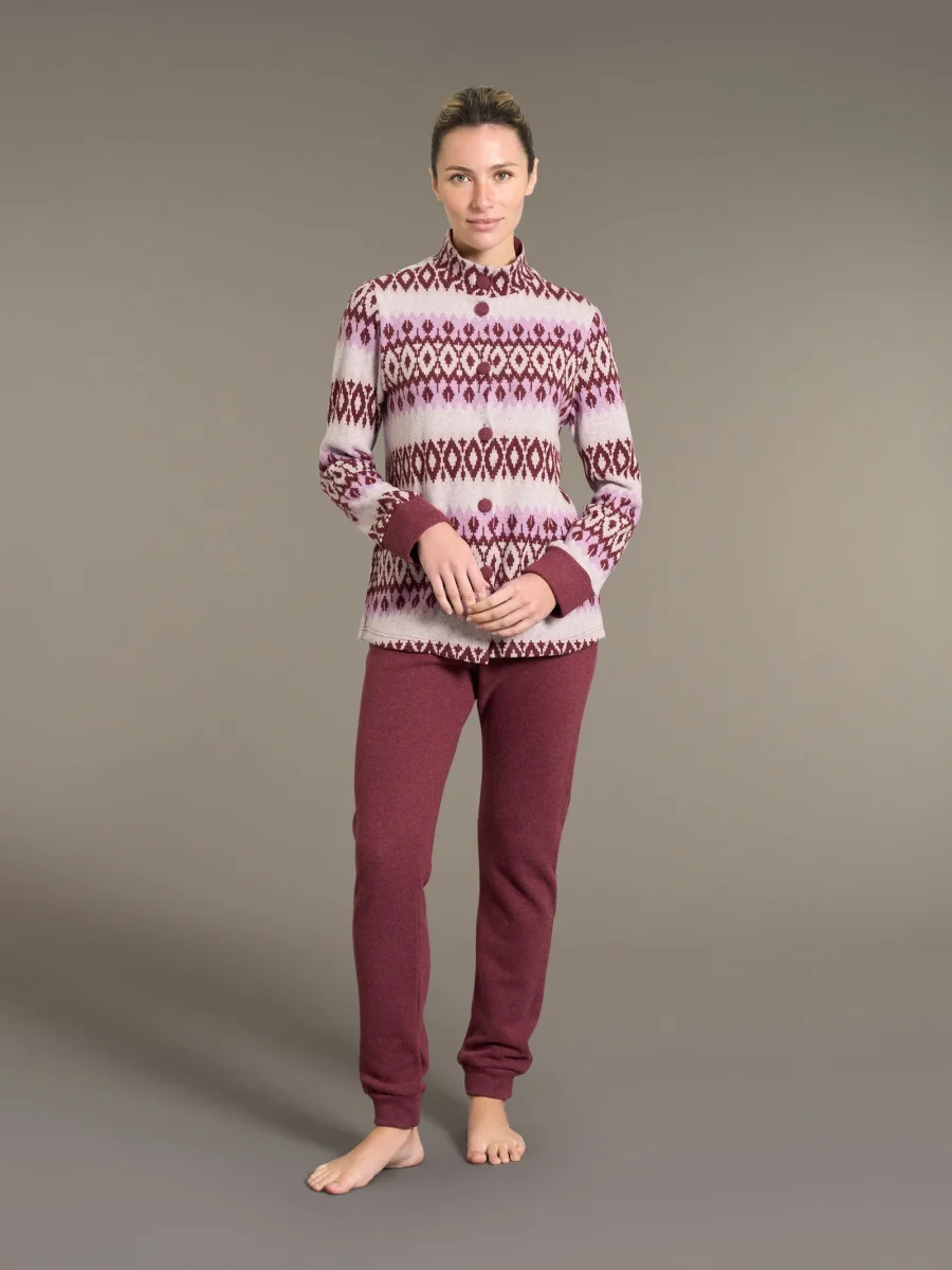 Pigiama aperto con collo alto in Cotton Eco Pile - Fant.Viola