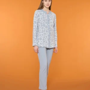 Pigiama aperto con fantasia animalier in cotton eco pile - Fant.Nebbia