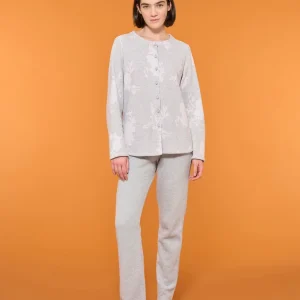 Pigiama aperto con fantasia floreale in cotton eco pile - Fant.Vapore Mel.