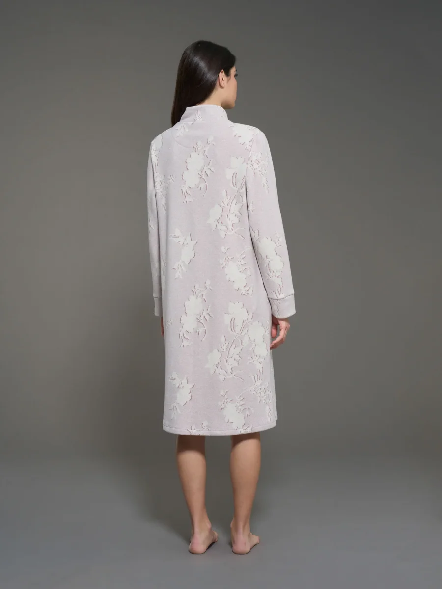 Vestaglia lunga aperta floreale in cotton eco pile - Fant.Mirtillo - immagine 3