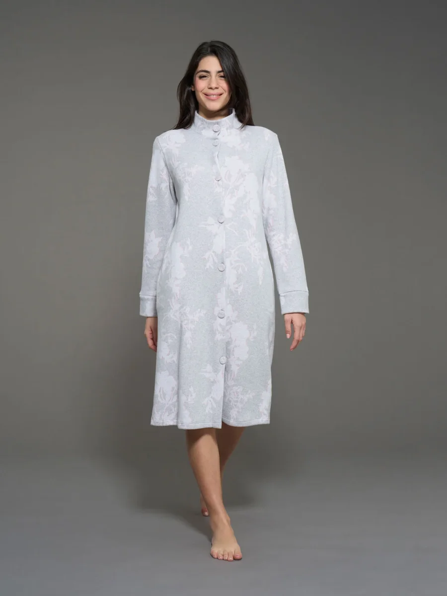 Vestaglia lunga aperta floreale in cotton eco pile - Fant.Vapore Mel. - immagine 2