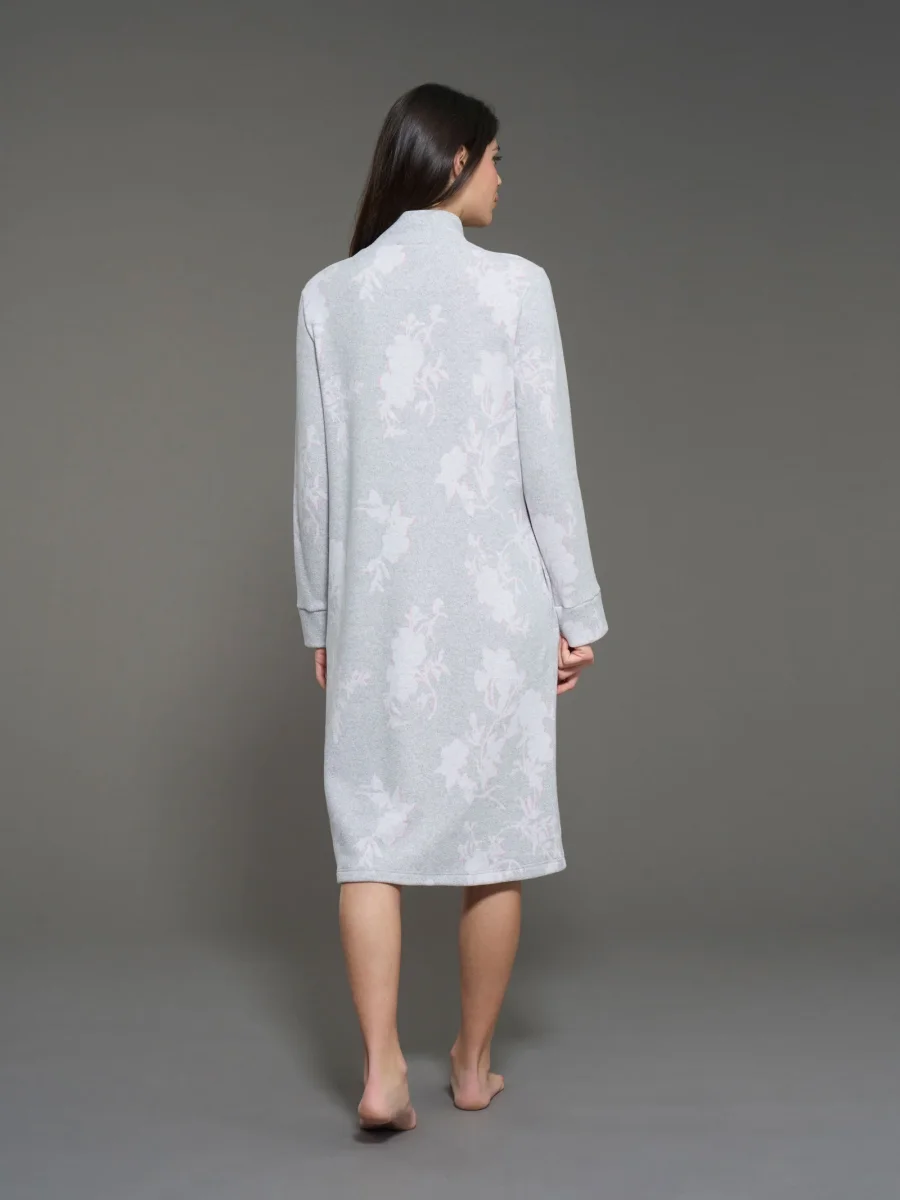 Vestaglia lunga aperta floreale in cotton eco pile - Fant.Vapore Mel. - immagine 3