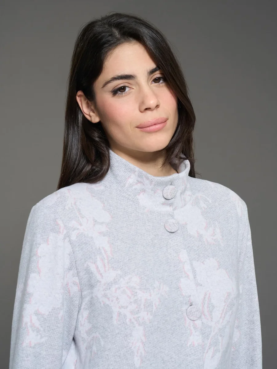 Vestaglia lunga aperta floreale in cotton eco pile - Fant.Vapore Mel. - immagine 4