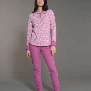 Pigiama a serafino con pied de poule in Cotton Eco Pile  - Fant.Vinaccia