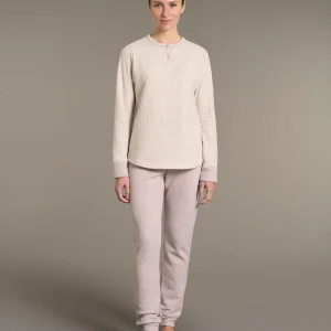 Pigiama a serafino con pied de poule in Cotton Eco Pile  - Fant.Mirtillo