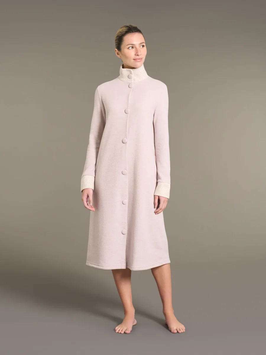 Vestaglia lunga e aperta in Cotton Eco Pile - Fant.Mirtillo - immagine 2