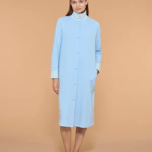 Vestaglia lunga e aperta in Cotton Eco Pile - Fant. Sky Blue