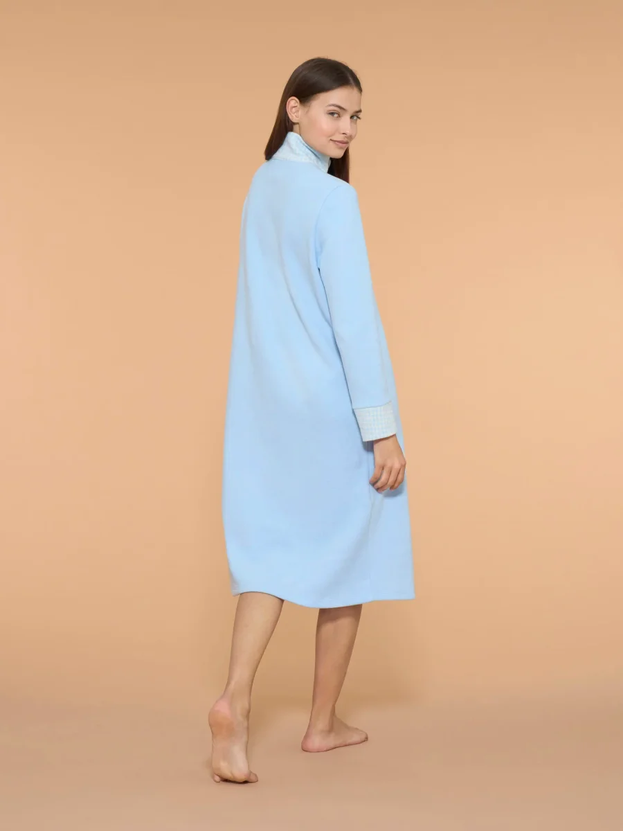 Vestaglia lunga e aperta in Cotton Eco Pile - Fant. Sky Blue - immagine 3
