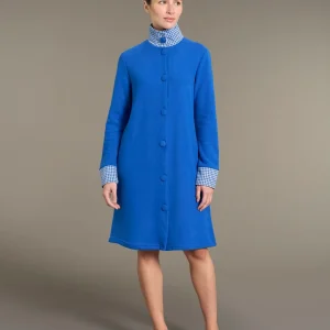 Giacca da camera lunga e aperta in cotton eco pile  - Fant.Bluette