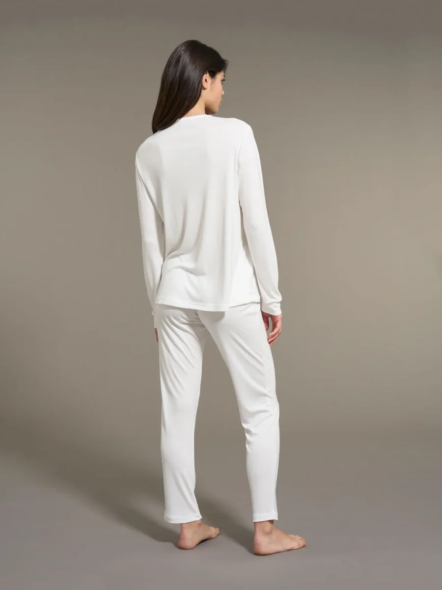 Pigiama serafino in Interlock Micromodal - Avorio - immagine 3