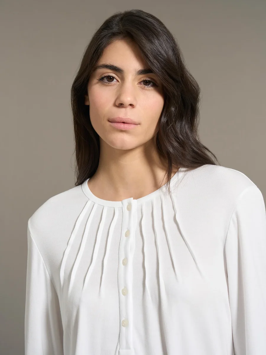 Pigiama serafino in Interlock Micromodal - Avorio - immagine 4