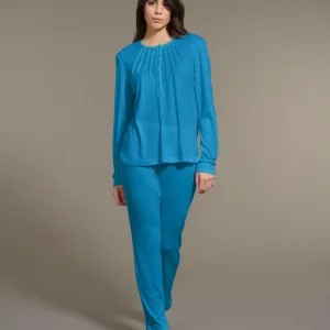 Pigiama serafino in Interlock Micromodal - Vallarta Blue