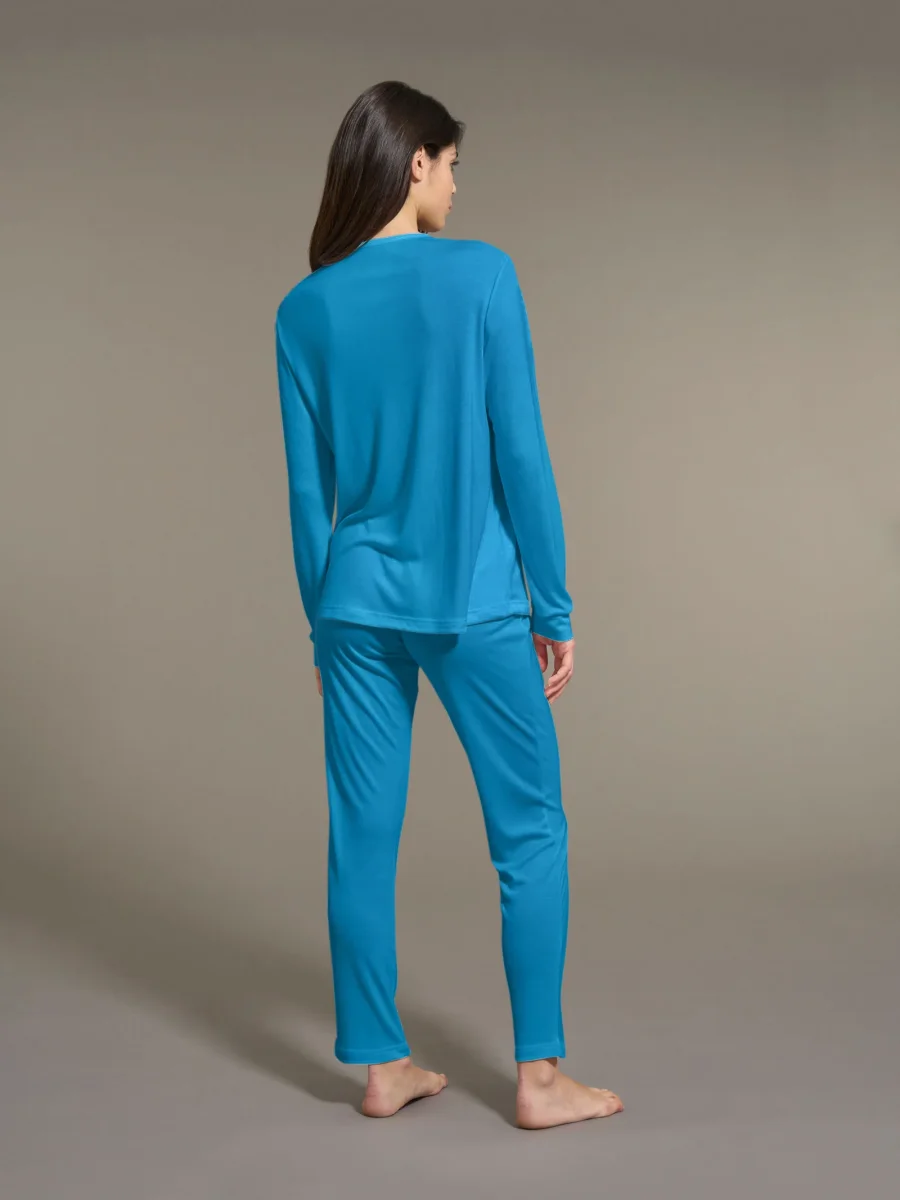 Pigiama serafino in Interlock Micromodal - Vallarta Blue - immagine 3