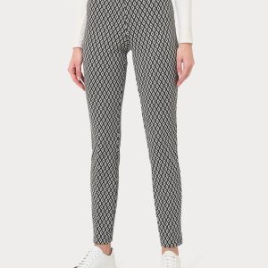 Pantalone a sigaretta a rombi con spacchetti in Eco Jacquard - Fant.Nero