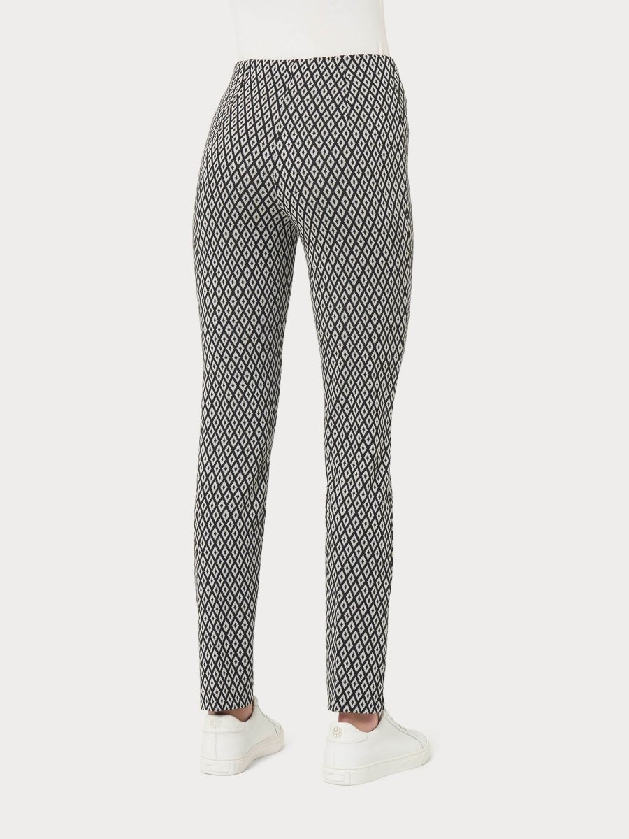 Pantalone a sigaretta a rombi con spacchetti in Eco Jacquard - Fant.Nero - immagine 3