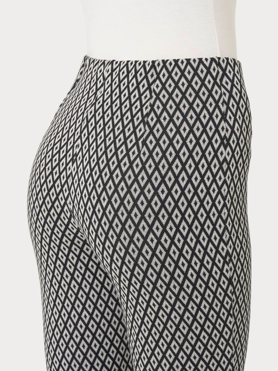 Pantalone a sigaretta a rombi con spacchetti in Eco Jacquard - Fant.Nero - immagine 4