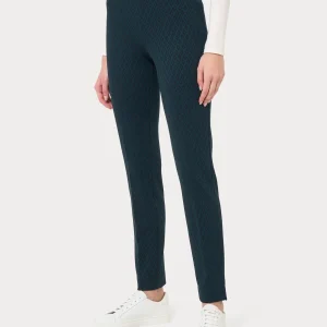 Pantalone a sigaretta a rombi con spacchetti in Eco Jacquard - Fant. Reflecting Pond