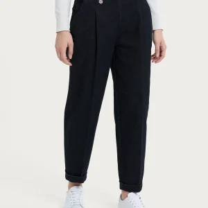 Jeans a carota con tasche e pinces in Super Denim - Nero