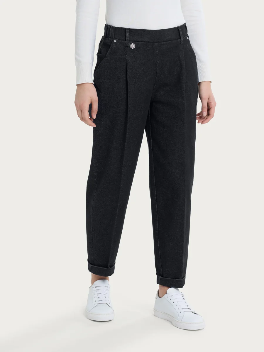 Jeans a carota con tasche e pinces in Super Denim - Antracite