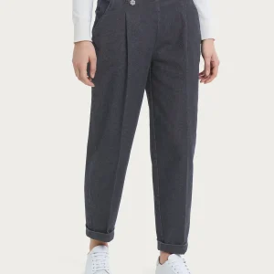 Jeans a carota con tasche e pinces in Super Denim - Ferro