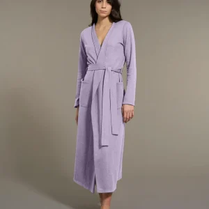 Vestaglia lunga alla caviglia in Cotton Eco Pile e Lurex - Lilla