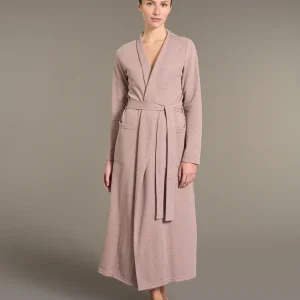 Vestaglia lunga alla caviglia in Cotton Eco Pile e Lurex - Terra