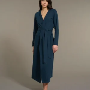 Vestaglia lunga alla caviglia in Cotton Eco Pile e Lurex - Reflecting Pond