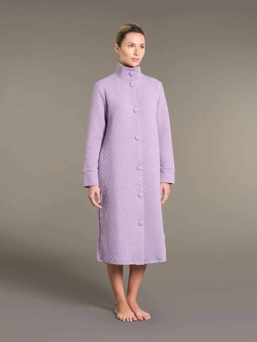 Vestaglia lunga con bottoni in trapuntino - Lilla