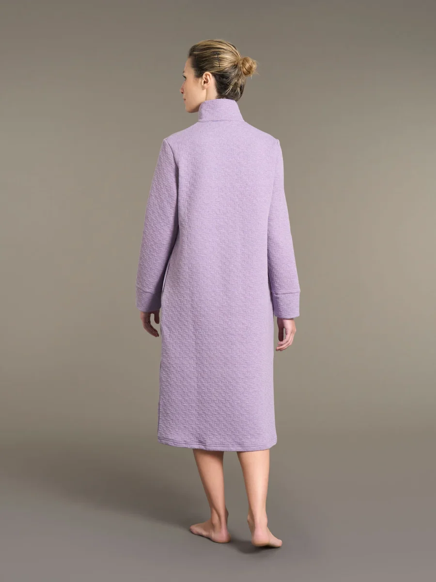 Vestaglia lunga con bottoni in trapuntino - Lilla - immagine 3