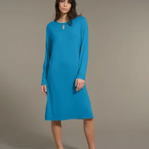 Camicia da notte lunga in interlock micromodal - Vallarta Blue