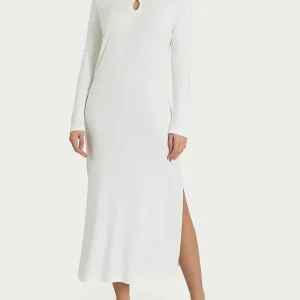 Camicia da notte lunga in interlock micromodal - Avorio